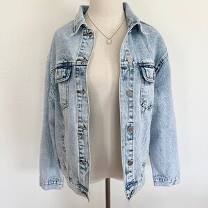 🩵 Light Blue Wash Oversized Boyfriend Fit Denim Jean Jacket